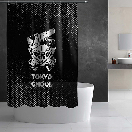 Шторка для ванной Tokyo Ghoul с потертостями на темном фоне / 3D-принт – фото 2