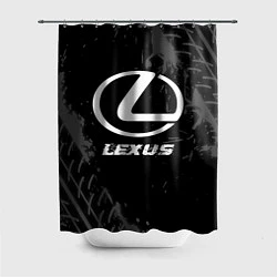 Шторка для душа Lexus speed на темном фоне со следами шин, цвет: 3D-принт