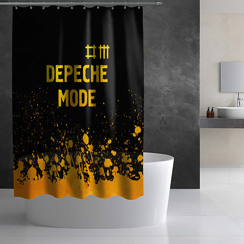 Шторка для ванной Depeche Mode - gold gradient: символ сверху / 3D-принт – фото 2