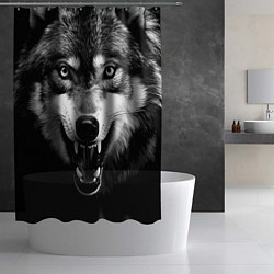 Шторка для душа Агрессивный атакующий волк, цвет: 3D-принт — фото 2