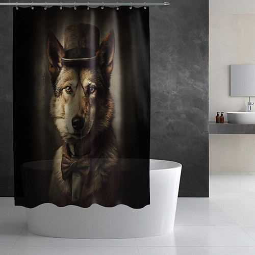 Шторка для ванной Волк в одежде 19 века / 3D-принт – фото 2