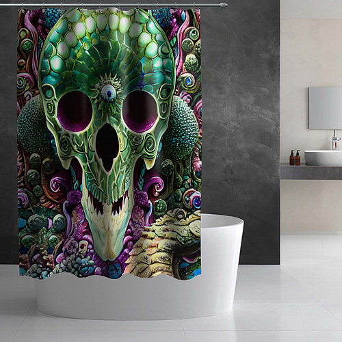 Шторка для ванной Череп аквамарин / 3D-принт – фото 2