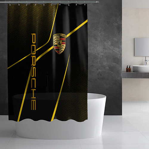 Шторка для ванной Porsche - Gold line / 3D-принт – фото 2