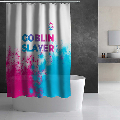 Шторка для ванной Goblin Slayer neon gradient style: символ сверху / 3D-принт – фото 2