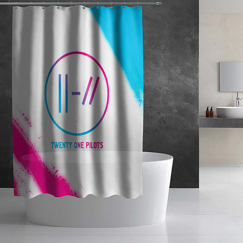 Шторка для ванной Twenty One Pilots neon gradient style / 3D-принт – фото 2