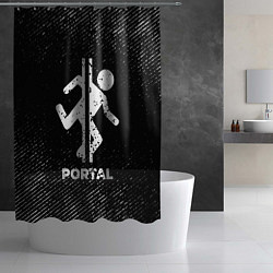 Шторка для душа Portal с потертостями на темном фоне, цвет: 3D-принт — фото 2