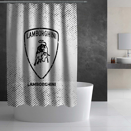 Шторка для ванной Lamborghini с потертостями на светлом фоне / 3D-принт – фото 2