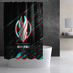 Шторка для душа Dead Space в стиле glitch и баги графики на темном, цвет: 3D-принт — фото 2