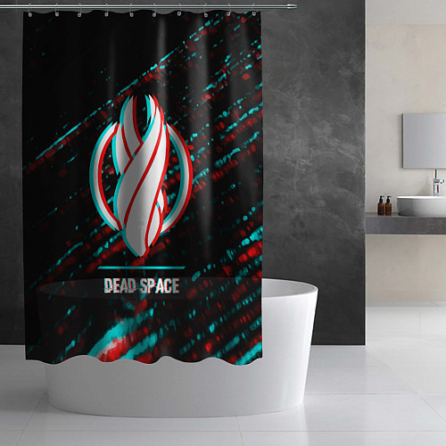 Шторка для ванной Dead Space в стиле glitch и баги графики на темном / 3D-принт – фото 2