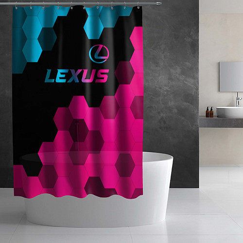 Шторка для ванной Lexus - neon gradient: символ сверху / 3D-принт – фото 2