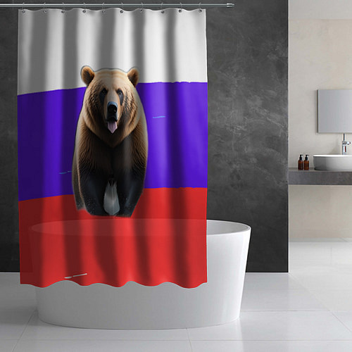 Шторка для ванной Медведь на флаге / 3D-принт – фото 2