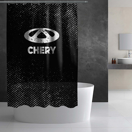Шторка для ванной Chery с потертостями на темном фоне / 3D-принт – фото 2