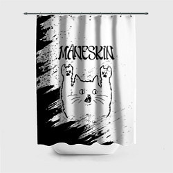 Шторка для душа Maneskin рок кот на светлом фоне, цвет: 3D-принт