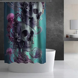 Шторка для душа Кости и медузы, цвет: 3D-принт — фото 2