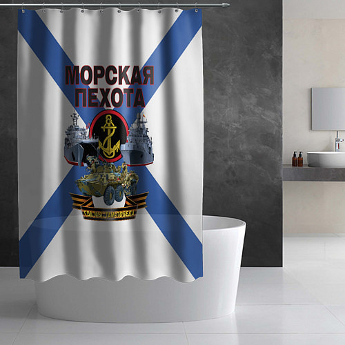 Шторка для ванной Морская пехота - где мы, там победа! / 3D-принт – фото 2