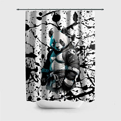 Шторка для душа Panda samurai on the background of blots, цвет: 3D-принт