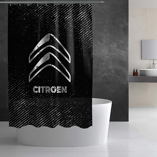 Шторка для ванной Citroen с потертостями на темном фоне / 3D-принт – фото 2
