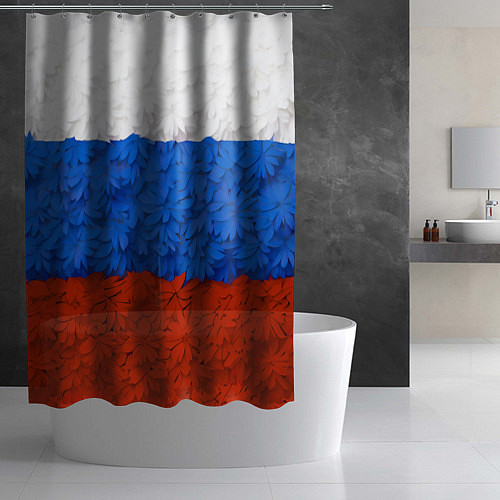 Шторка для ванной Флаг Российской Федерации из цветов / 3D-принт – фото 2