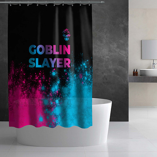 Шторка для ванной Goblin Slayer - neon gradient: символ сверху / 3D-принт – фото 2