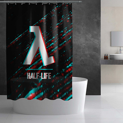Шторка для ванной Half-Life в стиле glitch и баги графики на темном / 3D-принт – фото 2