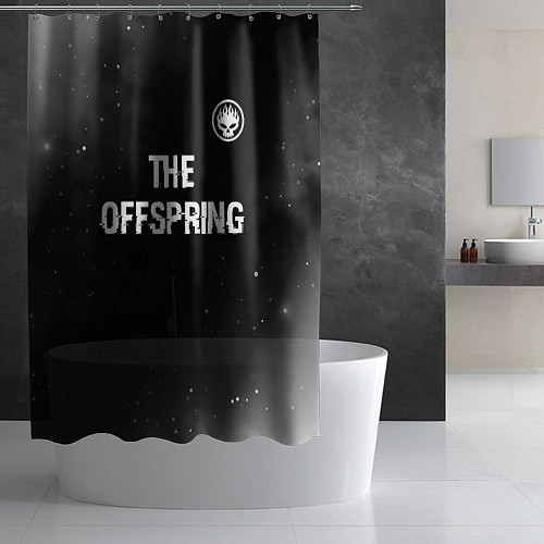 Шторка для ванной The Offspring glitch на темном фоне: символ сверху / 3D-принт – фото 2