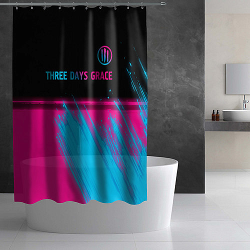 Шторка для ванной Three Days Grace - neon gradient: символ сверху / 3D-принт – фото 2
