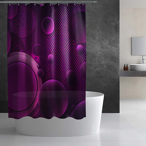 Шторка для ванной Фиолетовые шары / 3D-принт – фото 2