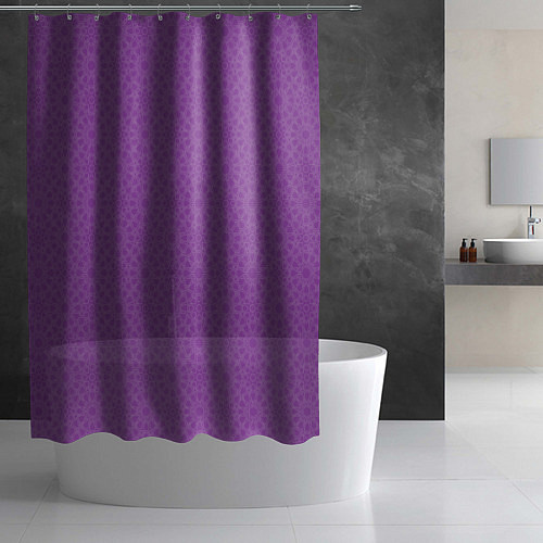 Шторка для ванной Сиреневого цвета с узорами / 3D-принт – фото 2
