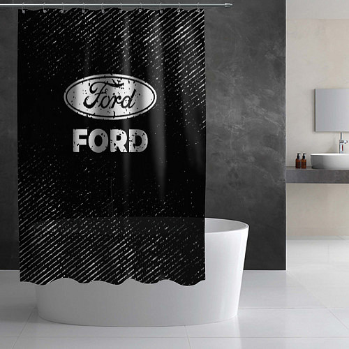 Шторка для ванной Ford с потертостями на темном фоне / 3D-принт – фото 2