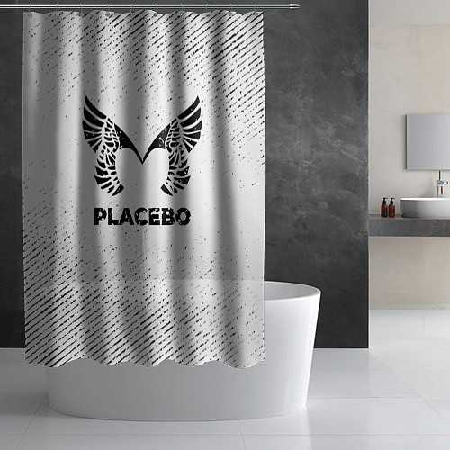 Шторка для ванной Placebo с потертостями на светлом фоне / 3D-принт – фото 2