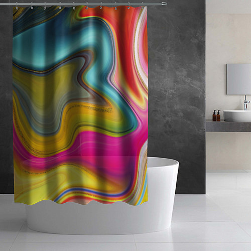 Шторка для ванной Волны цвета / 3D-принт – фото 2
