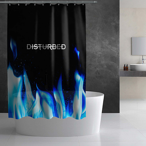 Шторка для ванной Disturbed blue fire / 3D-принт – фото 2