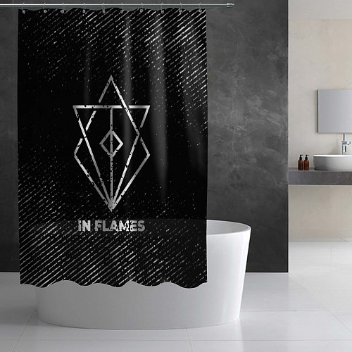 Шторка для ванной In Flames с потертостями на темном фоне / 3D-принт – фото 2