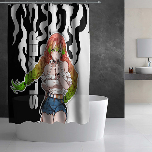 Шторка для ванной Мацури - клинок - языки пламени / 3D-принт – фото 2
