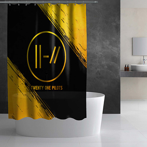 Шторка для ванной Twenty One Pilots - gold gradient / 3D-принт – фото 2