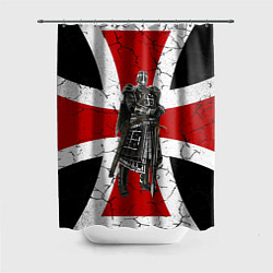 Шторка для душа Рыцарь на фоне мальтийского креста, цвет: 3D-принт