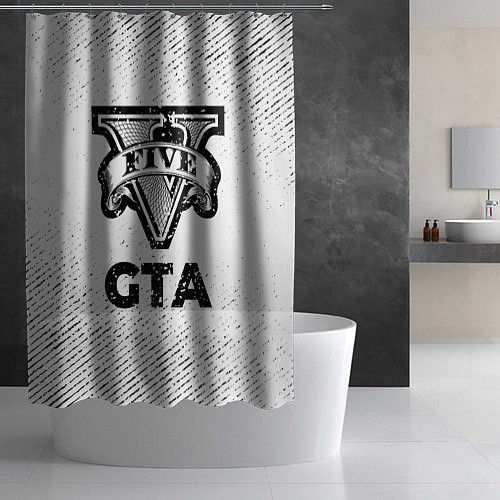 Шторка для ванной GTA с потертостями на светлом фоне / 3D-принт – фото 2