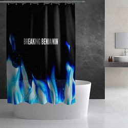 Шторка для душа Breaking Benjamin blue fire, цвет: 3D-принт — фото 2