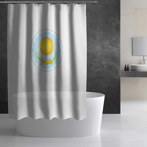 Шторка для ванной Солнце и цветы / 3D-принт – фото 2