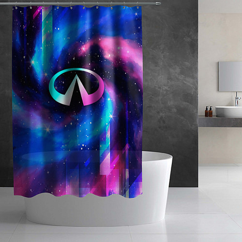 Шторка для ванной Infiniti неоновый космос / 3D-принт – фото 2