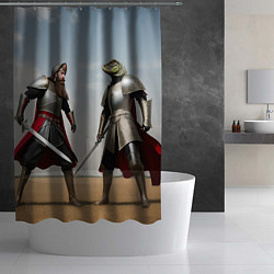 Шторка для душа Древний Рус против Ящера, цвет: 3D-принт — фото 2