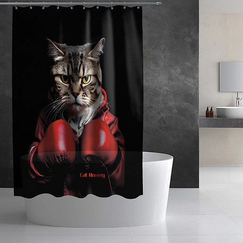 Шторка для ванной Cat boxing / 3D-принт – фото 2