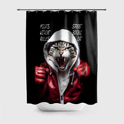 Шторка для душа Street boxing cat, цвет: 3D-принт