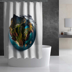 Шторка для душа Планета с одним островом, цвет: 3D-принт — фото 2