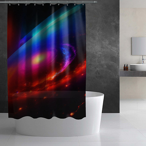 Шторка для ванной Неоновая галактика / 3D-принт – фото 2