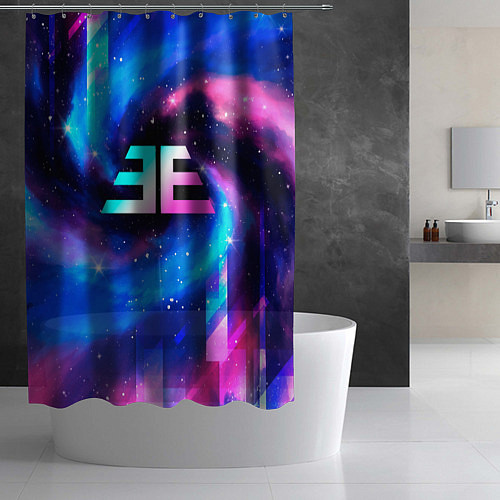 Шторка для ванной Imagine Dragons неоновый космос / 3D-принт – фото 2