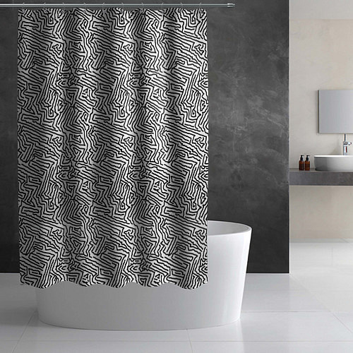 Шторка для ванной Абстрактный фон органических линий / 3D-принт – фото 2