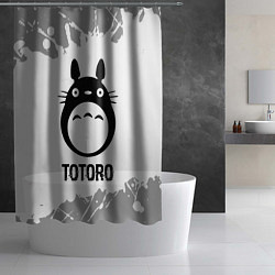Шторка для душа Totoro glitch на светлом фоне, цвет: 3D-принт — фото 2