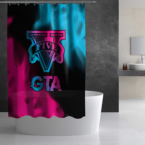 Шторка для ванной GTA - neon gradient / 3D-принт – фото 2