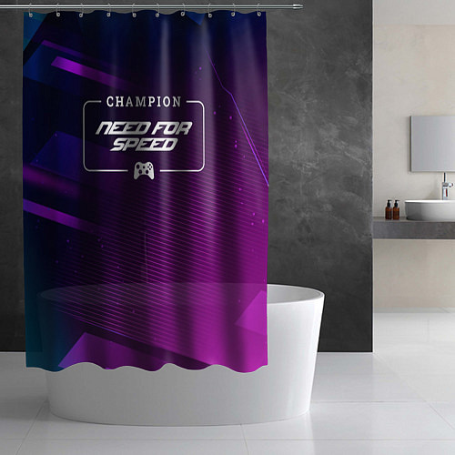 Шторка для ванной Need for Speed gaming champion: рамка с лого и джо / 3D-принт – фото 2
